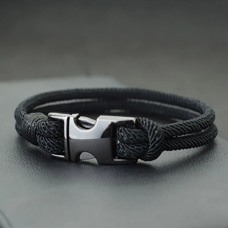 Men Bracelet Rope – Rigger Spring Buckle Rope Bracelet in Black