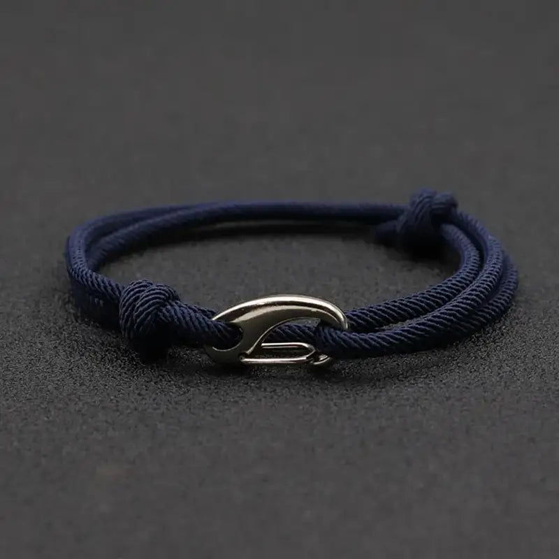 Men Bracelet Rope – Tide Double-Wrap Rope Bracelet in navy