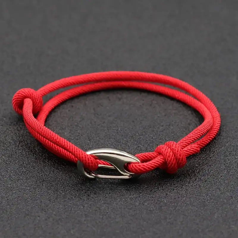 Men Bracelet Rope – Tide Double-Wrap Rope Bracelet in red