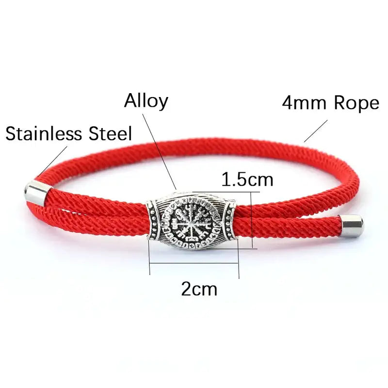 Men Bracelet Rope – Vegvisir Rune Rope Bracelet showing the 4mm rope and alloy Vegvisir bead dimensions