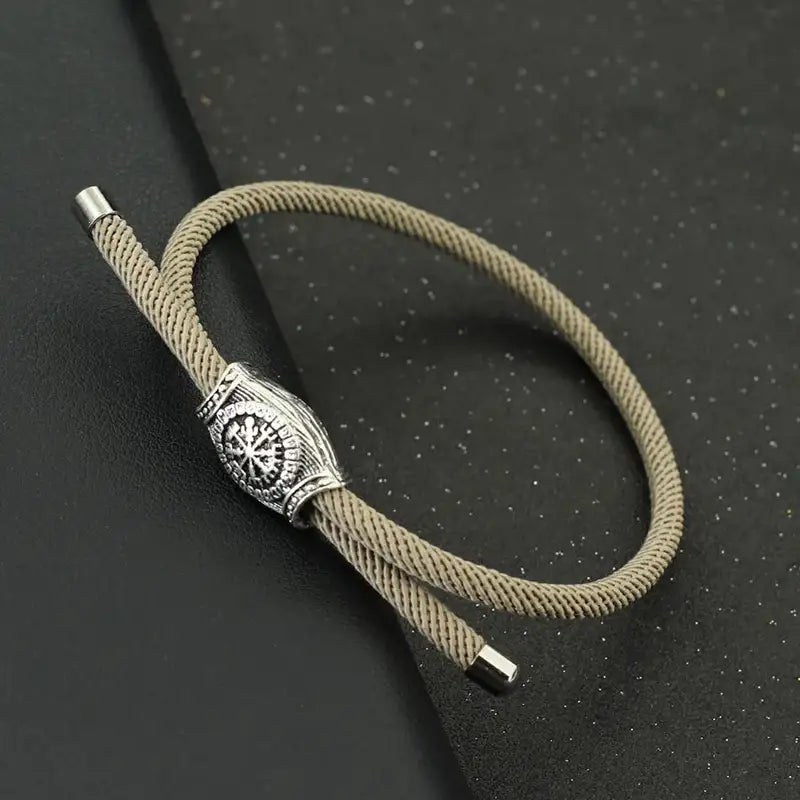Men Bracelet Rope – Vegvisir Rune Rope Bracelet in Khaki