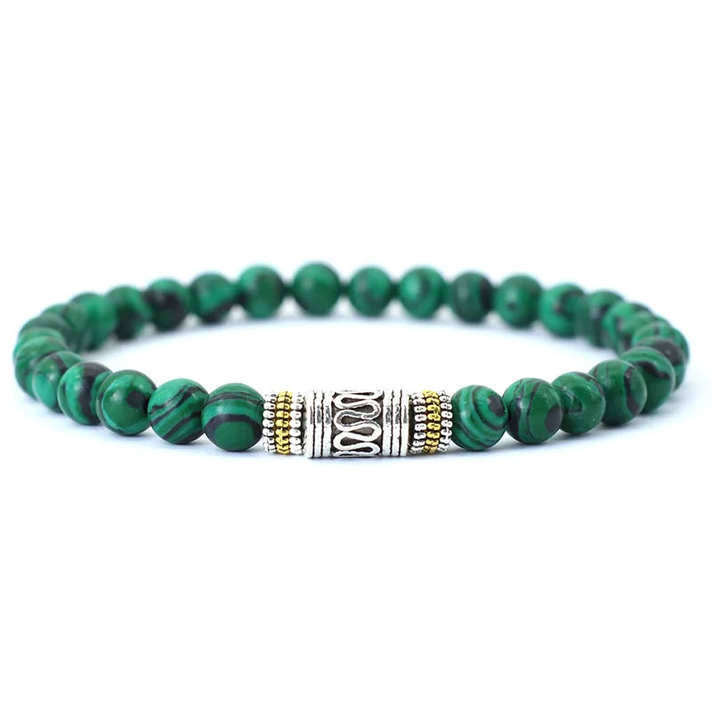 Mantra Tibetan Bead Bracelet in malachite stone
