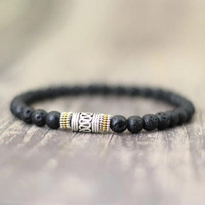 Ananda Tibetan Bead Bracelet in lava stone