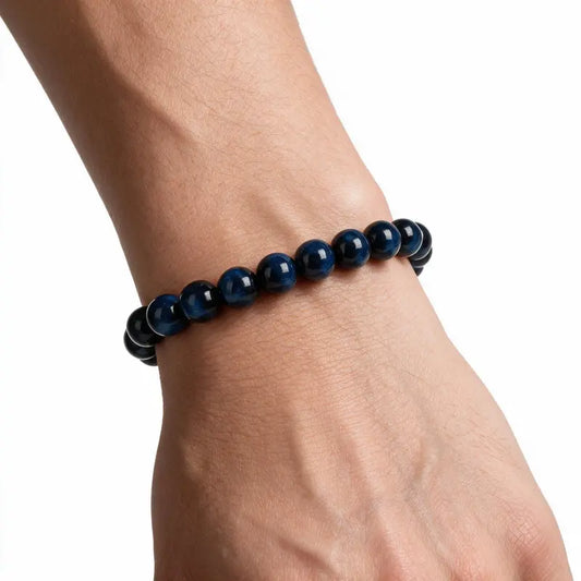 Compass Adjustable Tiger Eye Bracelet worn on wrist