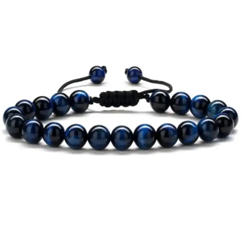 Compass Adjustable Tiger Eye Bracelet in blue tiger eye stone