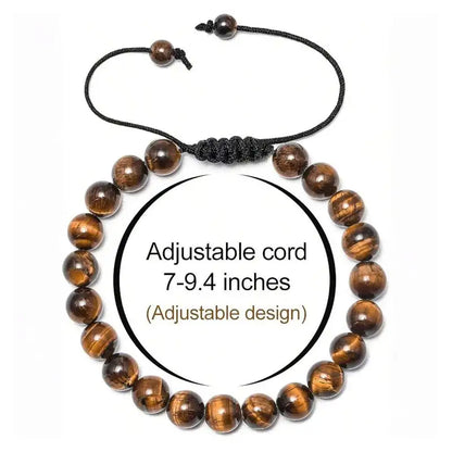 Compass Adjustable Tiger Eye Bracelet with adjustable braided cord detail