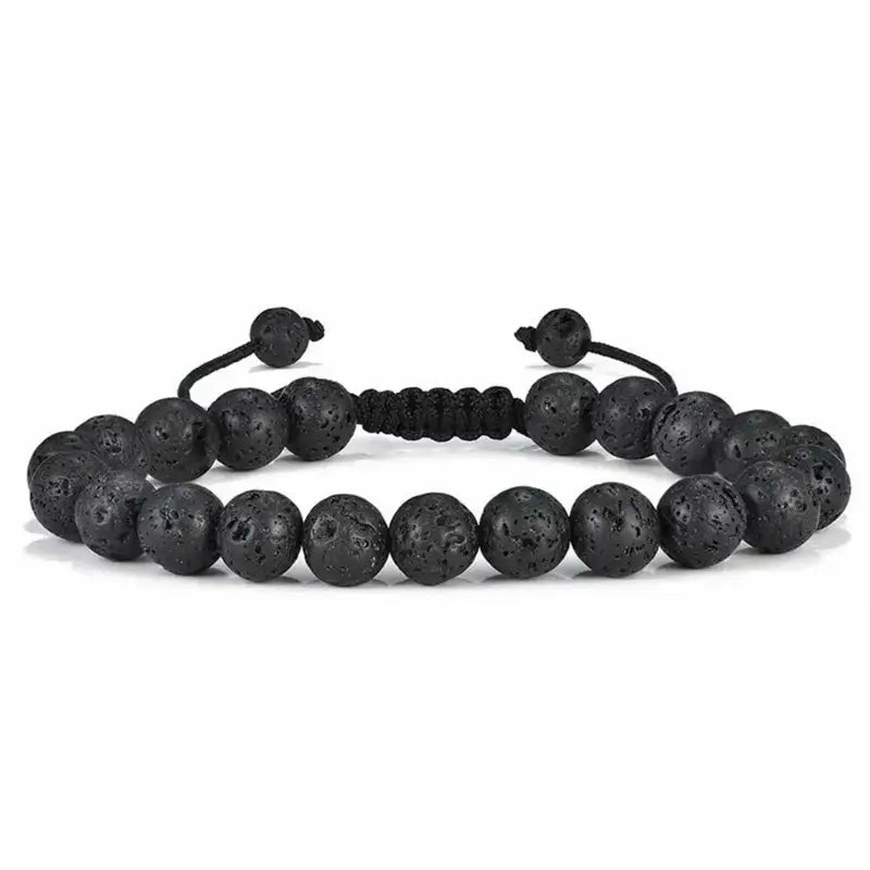 Compass Adjustable Tiger Eye Bracelet in volcanic lava stone
