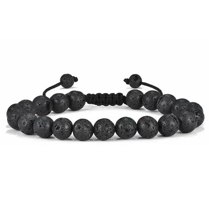 Compass Adjustable Tiger Eye Bracelet in volcanic lava stone