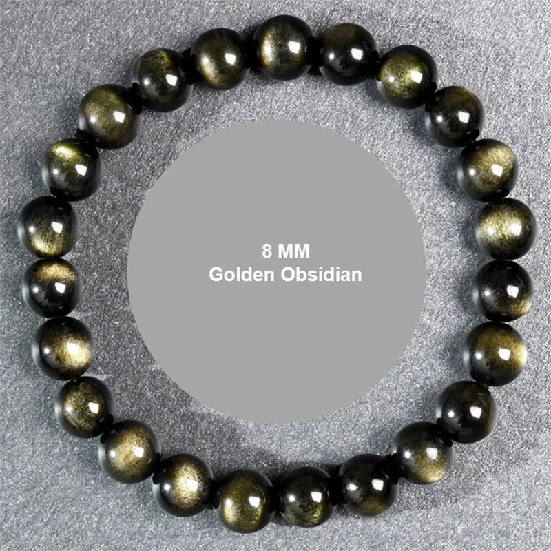 Golden obsidian bead bracelet, angled studio shot