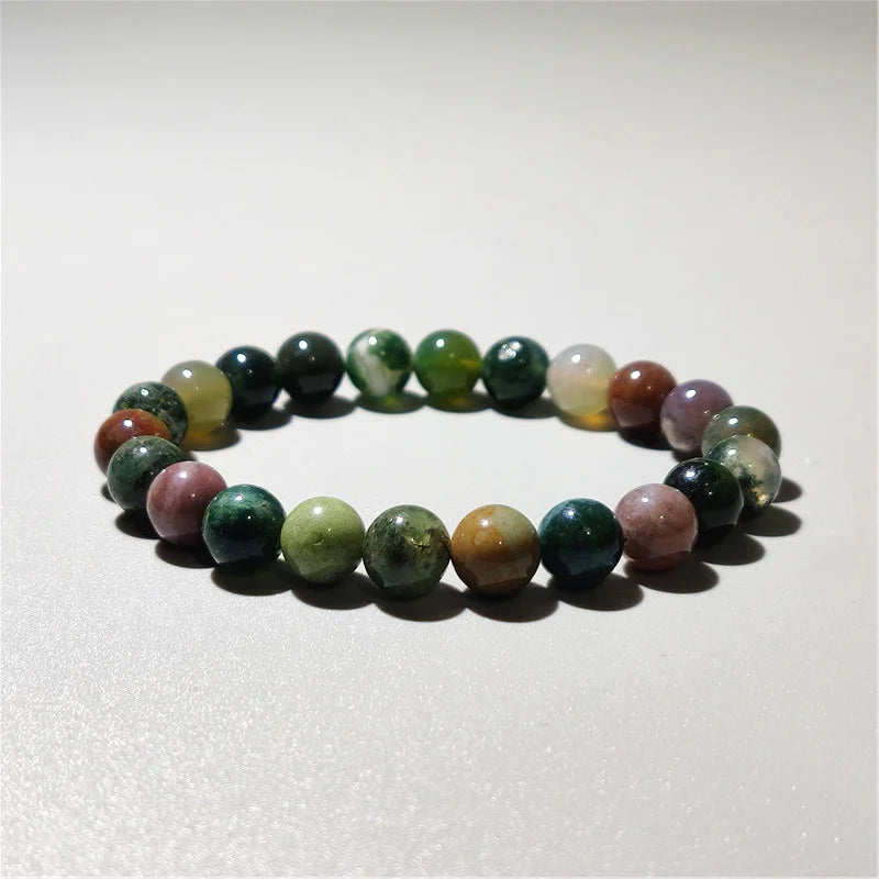 Indian agate bead bracelet, clean studio shot