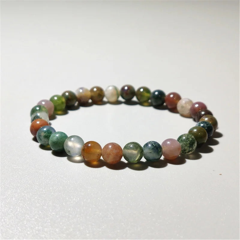 Indian agate bead bracelet, angled studio shot