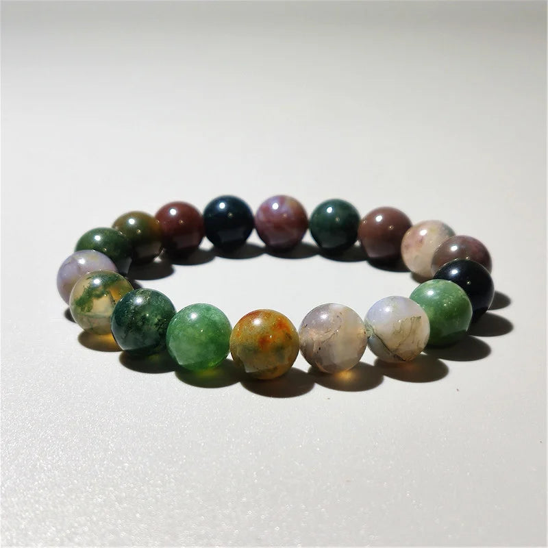 Indian agate bead bracelet, front studio shot