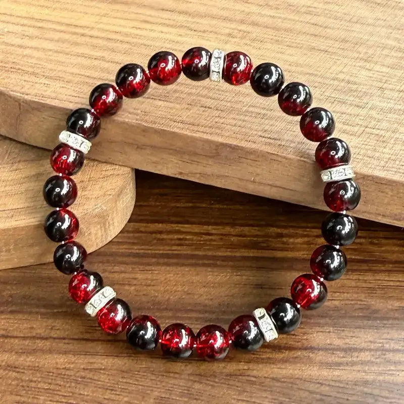 Haven Crackle Glass Bead Bracelet, close-up bead and spacer detail