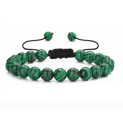 Nomad Adjustable Bead Bracelet in malachite green stone