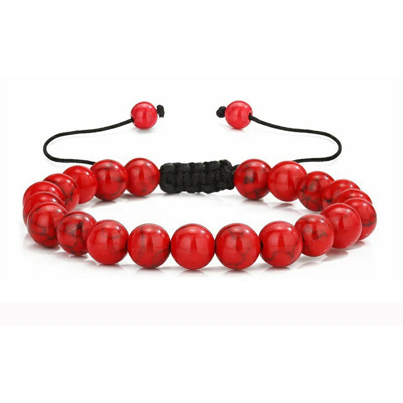 Nomad Adjustable Bead Bracelet in red howlite stone