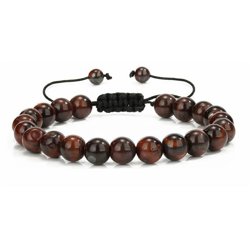 Nomad Adjustable Bead Bracelet in wine tiger eye stone