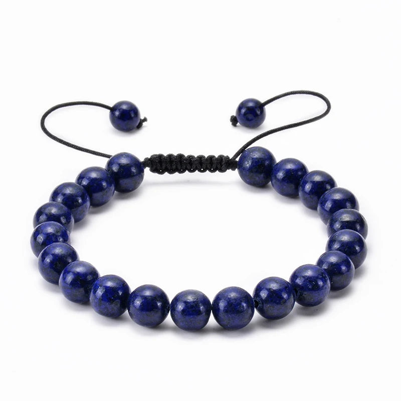 Nomad Adjustable Bead Bracelet in lapis blue stone