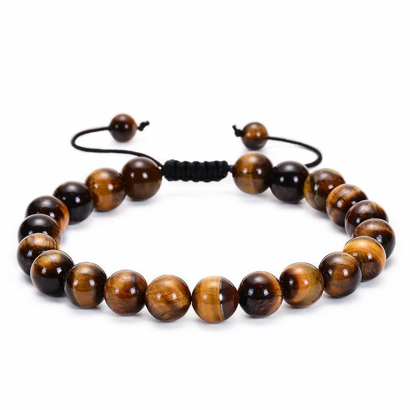 Nomad Adjustable Bead Bracelet in yellow tiger eye stone