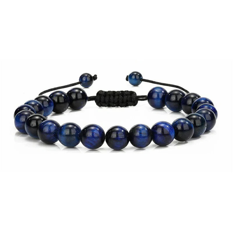 Nomad Adjustable Bead Bracelet in blue tiger eye stone