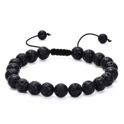 Nomad Adjustable Bead Bracelet in lava stone