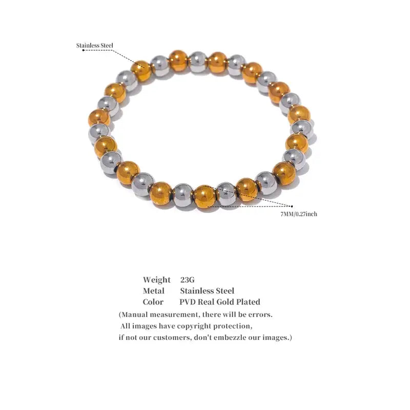 Parity Steel Ball Bead Bracelet material and bead size specification