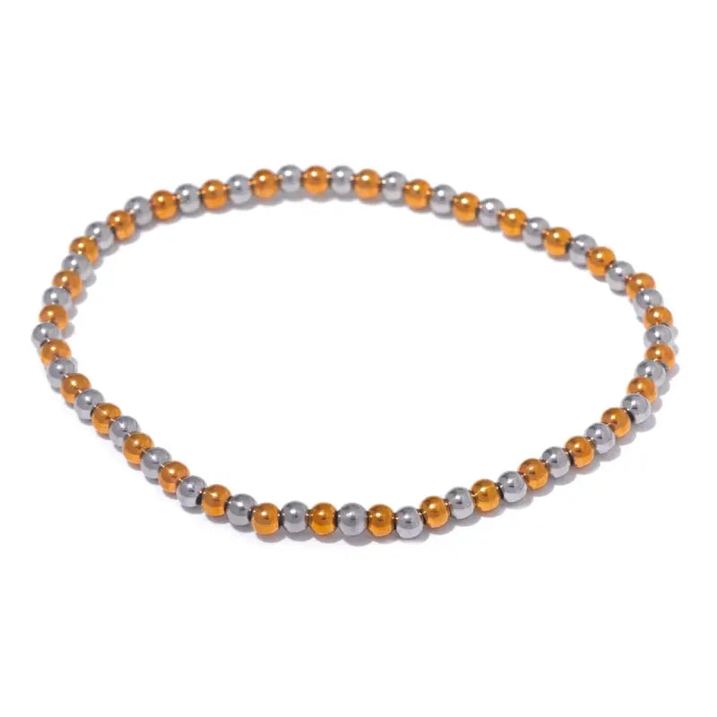 Parity Steel Ball Bead Bracelet in two-tone gold and steel beads