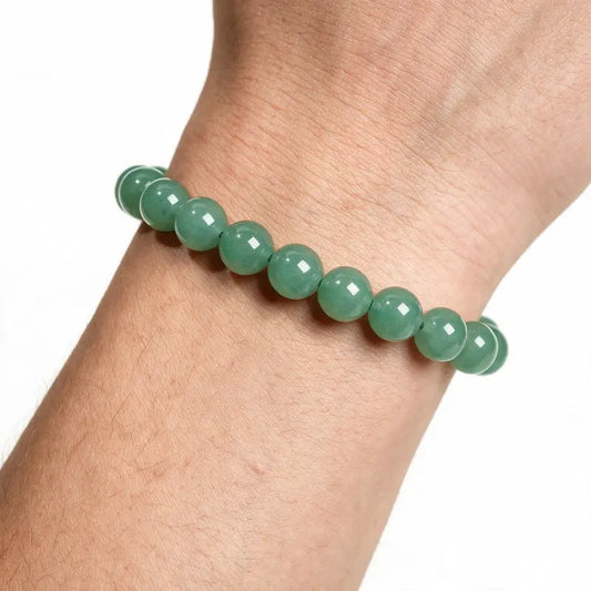 Serene Green Aventurine Bead Bracelet worn on wrist