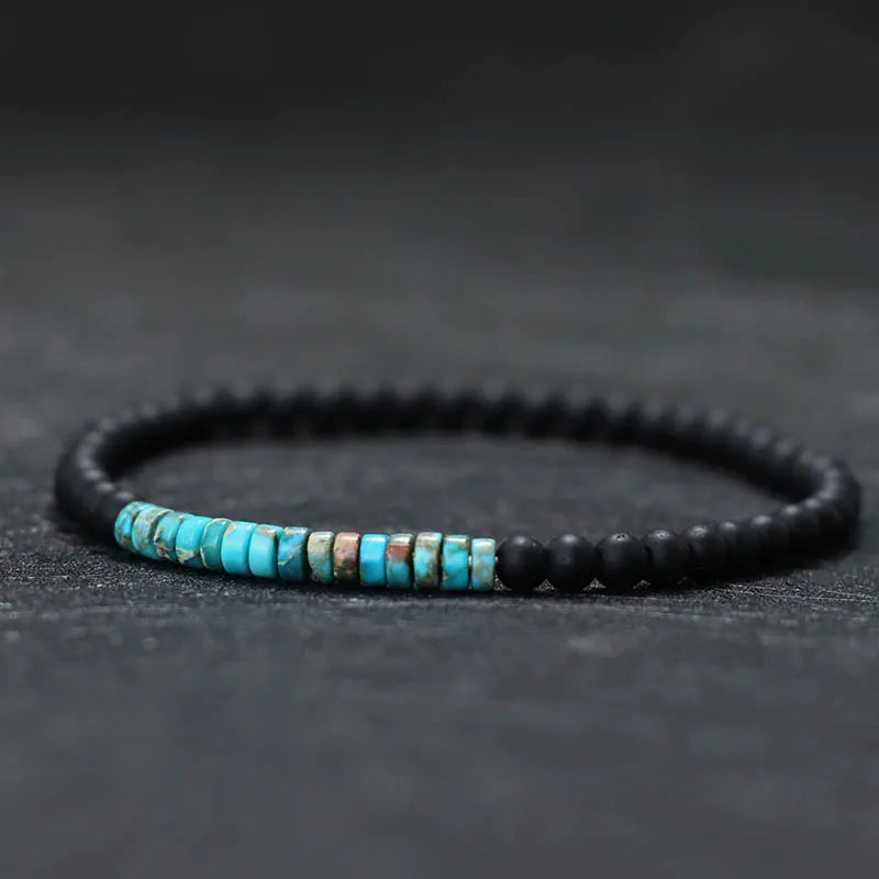 Zen Minimalist bracelet in Emperor Stone accent, teal and copper tones