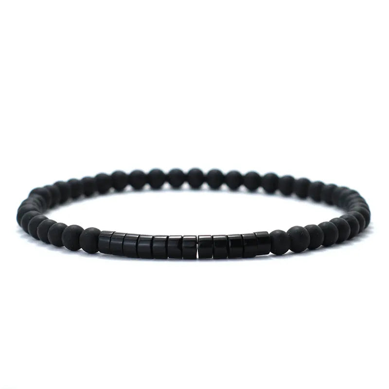 Zen Minimalist bracelet in glossy obsidian accent stone