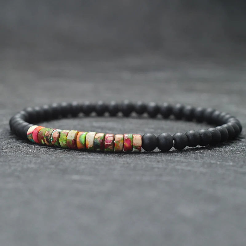Zen Minimalist bracelet in Mixed Emperor Stone accent, multicolor jasper tones
