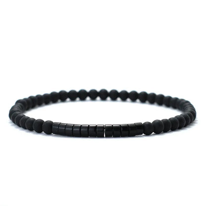 Zen Minimalist bracelet in glossy obsidian accent stone