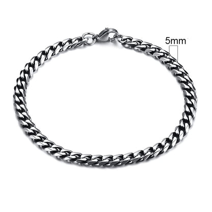 Vintage silver Cuban link chain bracelet, 5mm width