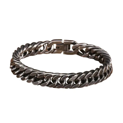 Colossus heavy oxidized Cuban double-curb link bracelet, product photo on white background.