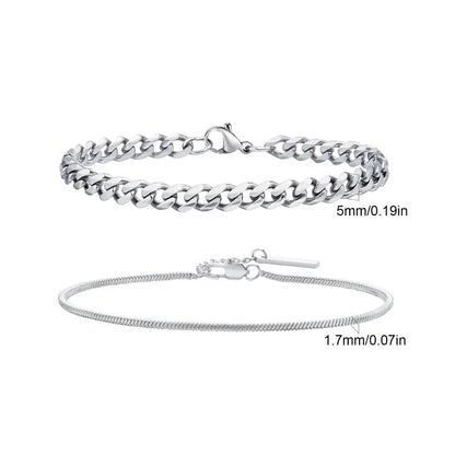 Silver chain bracelet set, Set 3