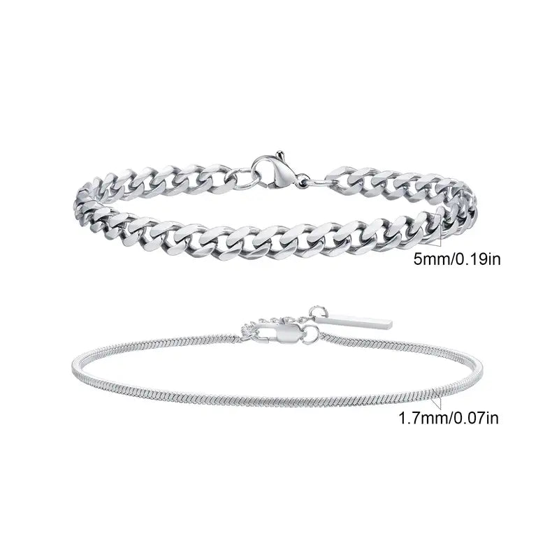 Silver chain bracelet set, Set 3