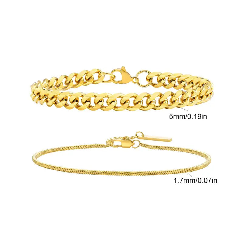 Gold chain bracelet set, Set 3