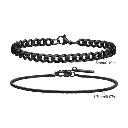 Black chain bracelet set, Set 3