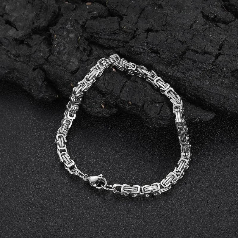 Monarch Byzantine Bracelet featuring detailed interlocking links with a refined gold appearance.