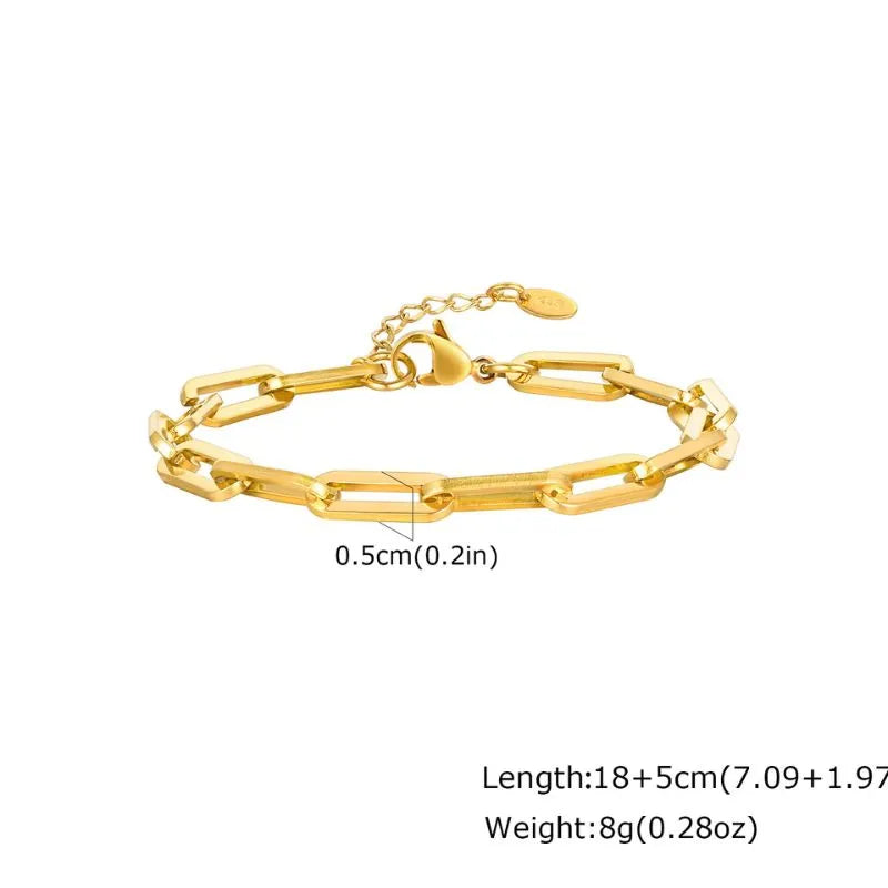 Men's Bracelet Gold with a sophisticated chunky chain design and polished gold stainless steel finish.