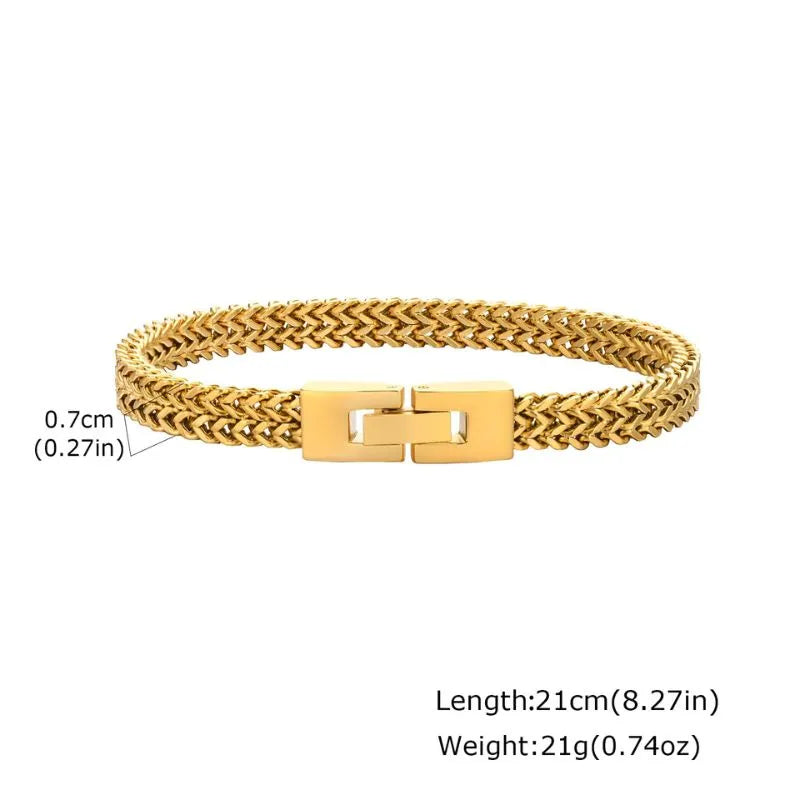 Prestige Gold Link Collection featuring a polished gold watch-link bracelet with premium stainless steel construction.