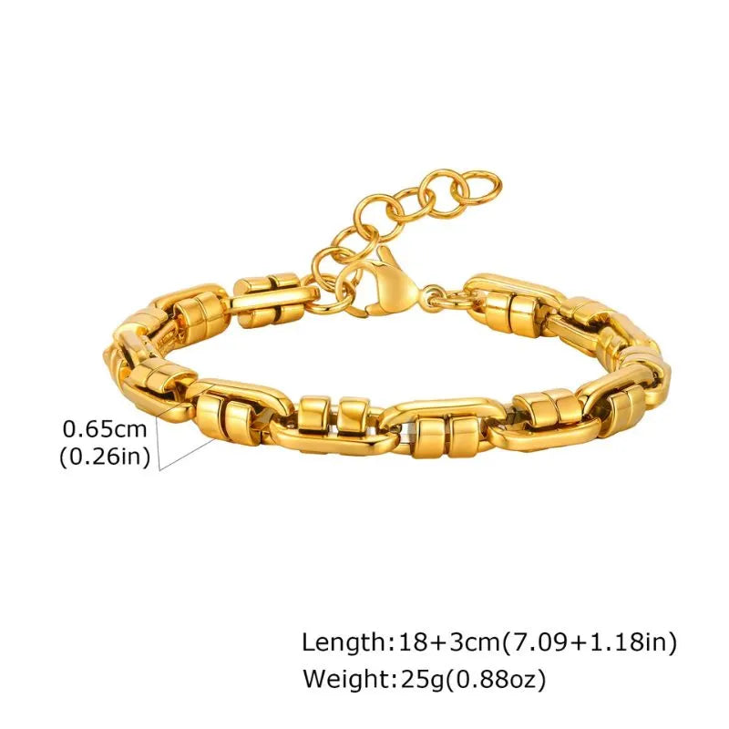 Gold stainless steel bracelet with elegant woven links from the Prestige Gold Link Collection.