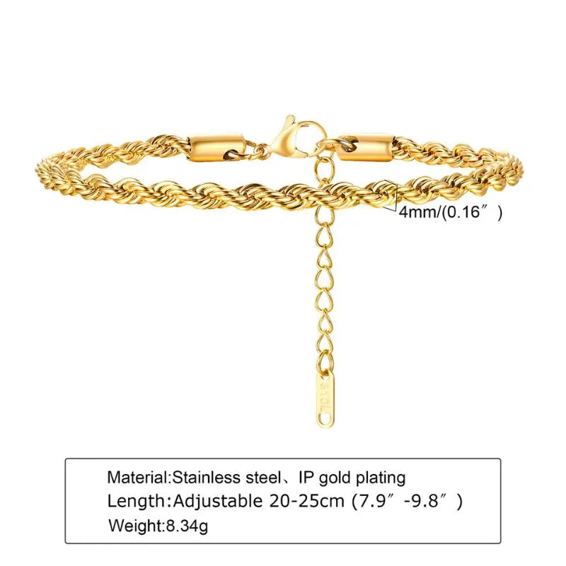 Gold textured Byzantine-link chain bracelet with dimensions labelled: 8mm width, 20cm inner length, 45g weight