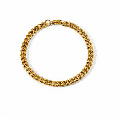 Gold Cuban link bracelet, on a plain white background.
