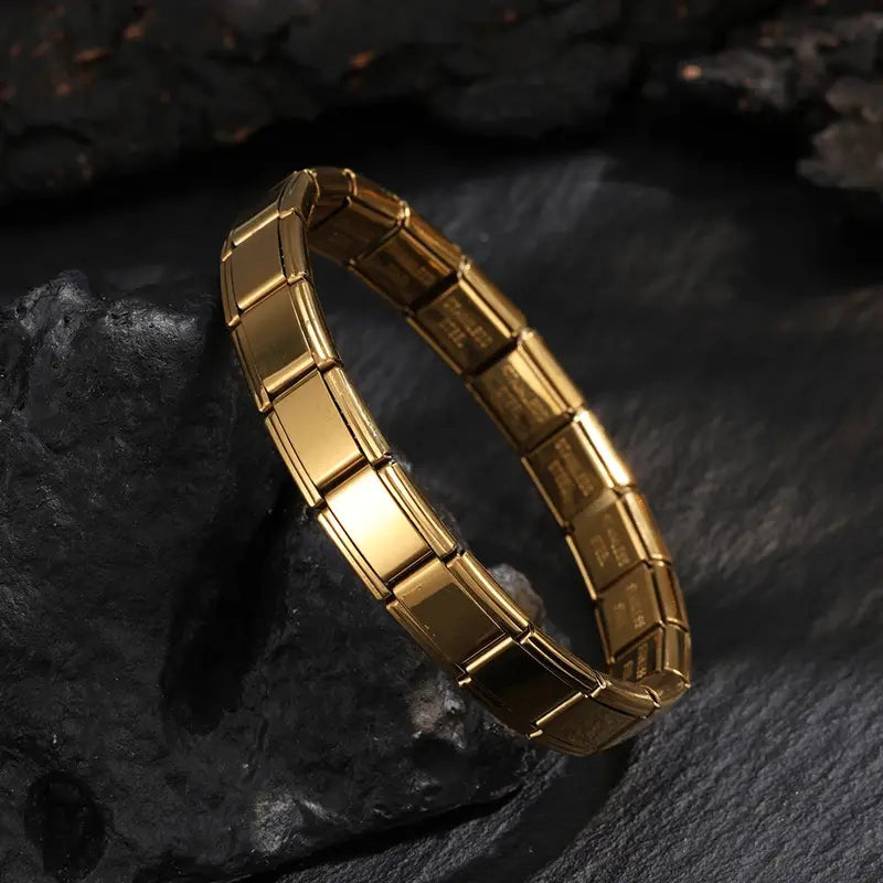 Gold stainless steel Italian modular link bracelet