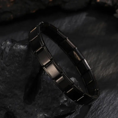 Black stainless steel Italian modular link bracelet