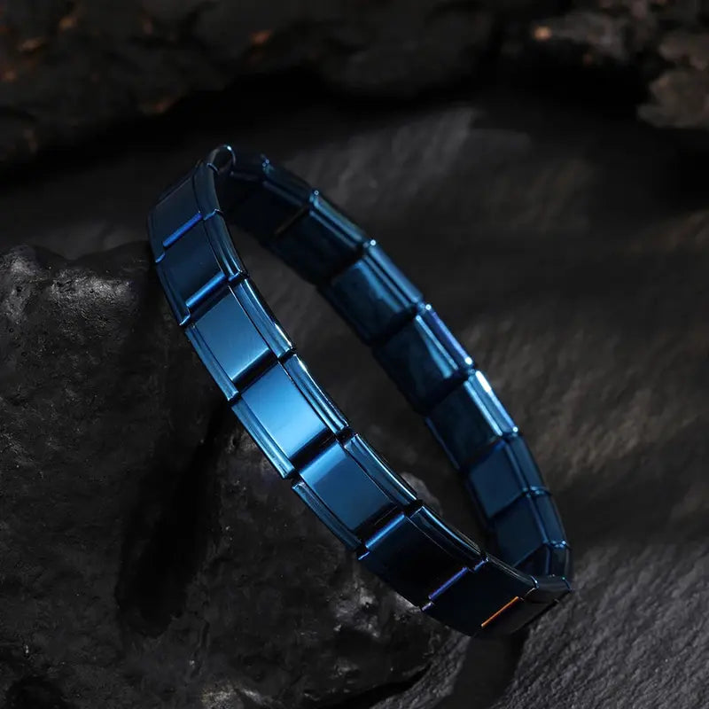 Blue stainless steel Italian modular link bracelet