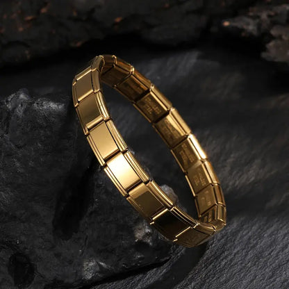 Gold stainless steel Italian modular link bracelet